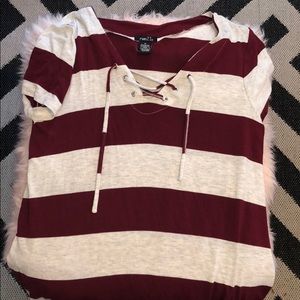 Maroon and Grey short sleeved top ✨